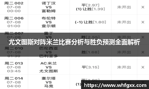 尤文图斯对阵米兰比赛分析与胜负预测全面解析